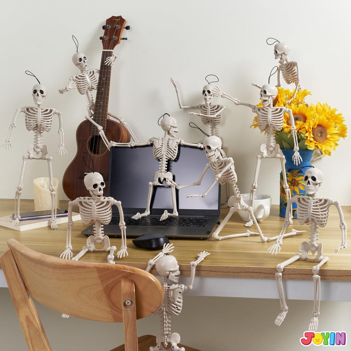 JOYIN 5 PCS Posable Halloween Skeleton Decor 16 Inches Full - JOYIN Official Imagery - 5