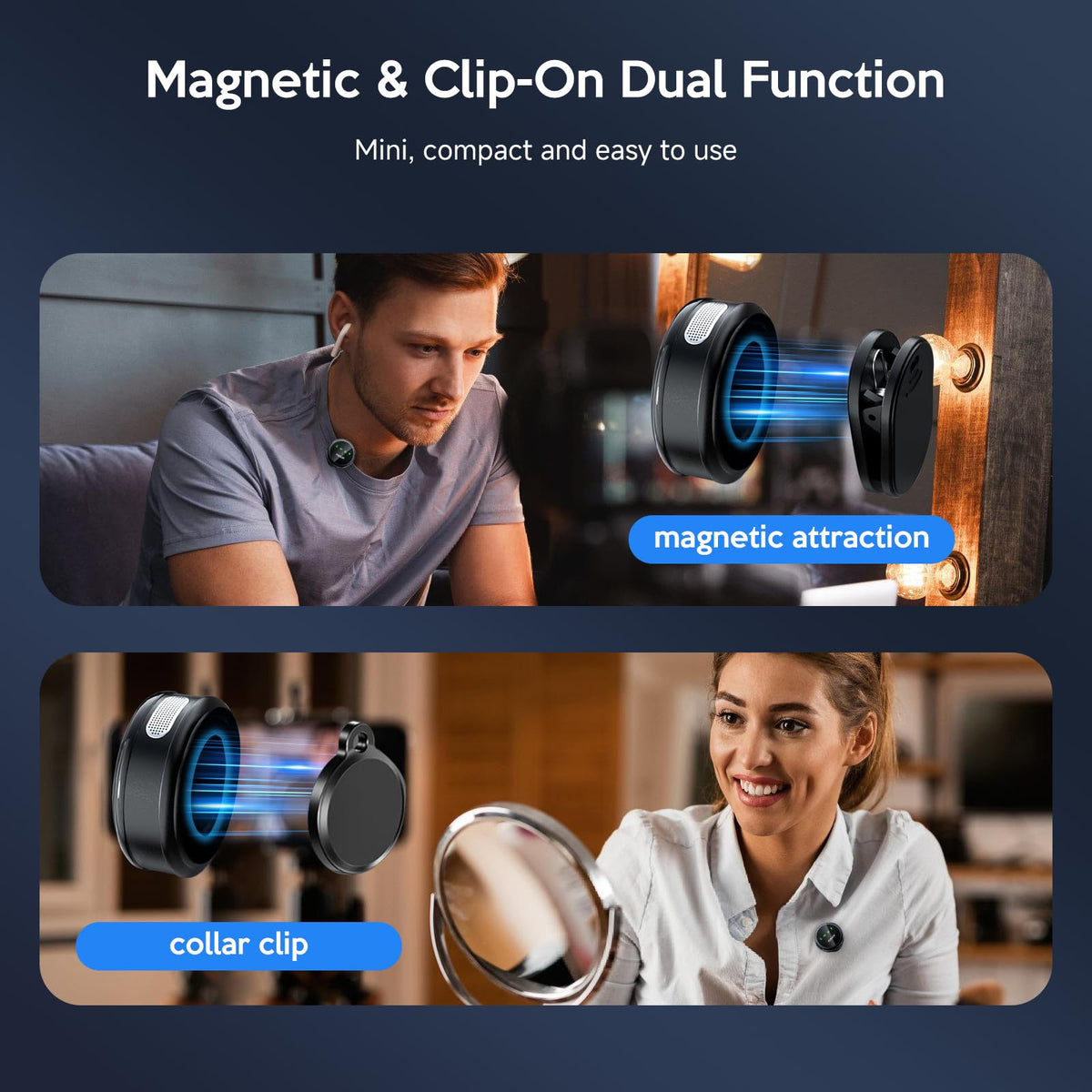 Wireless Lavalier Microphone for iPhone AI Noise Reduction - Moooin Official Imagery - 3