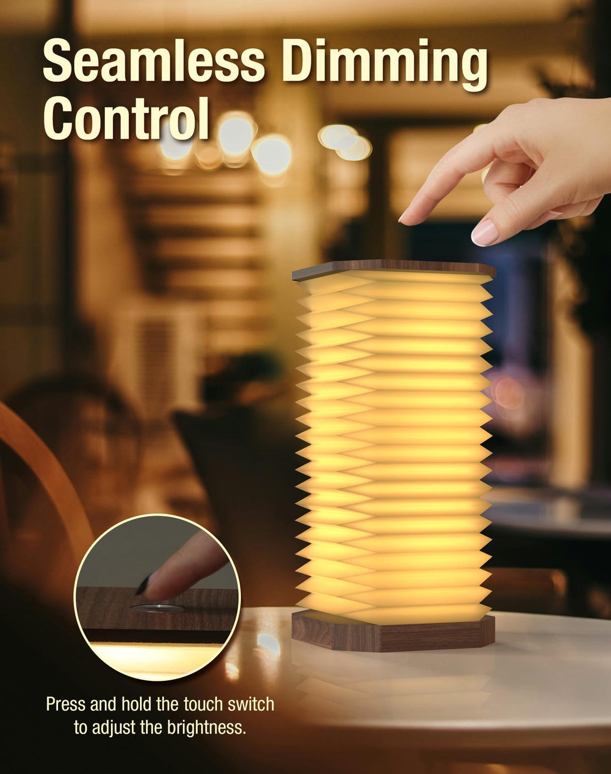 Vertical Accordion Bedside Table Lamp Japanese Gifts Paper - ZBOLE Official Imagery - 6