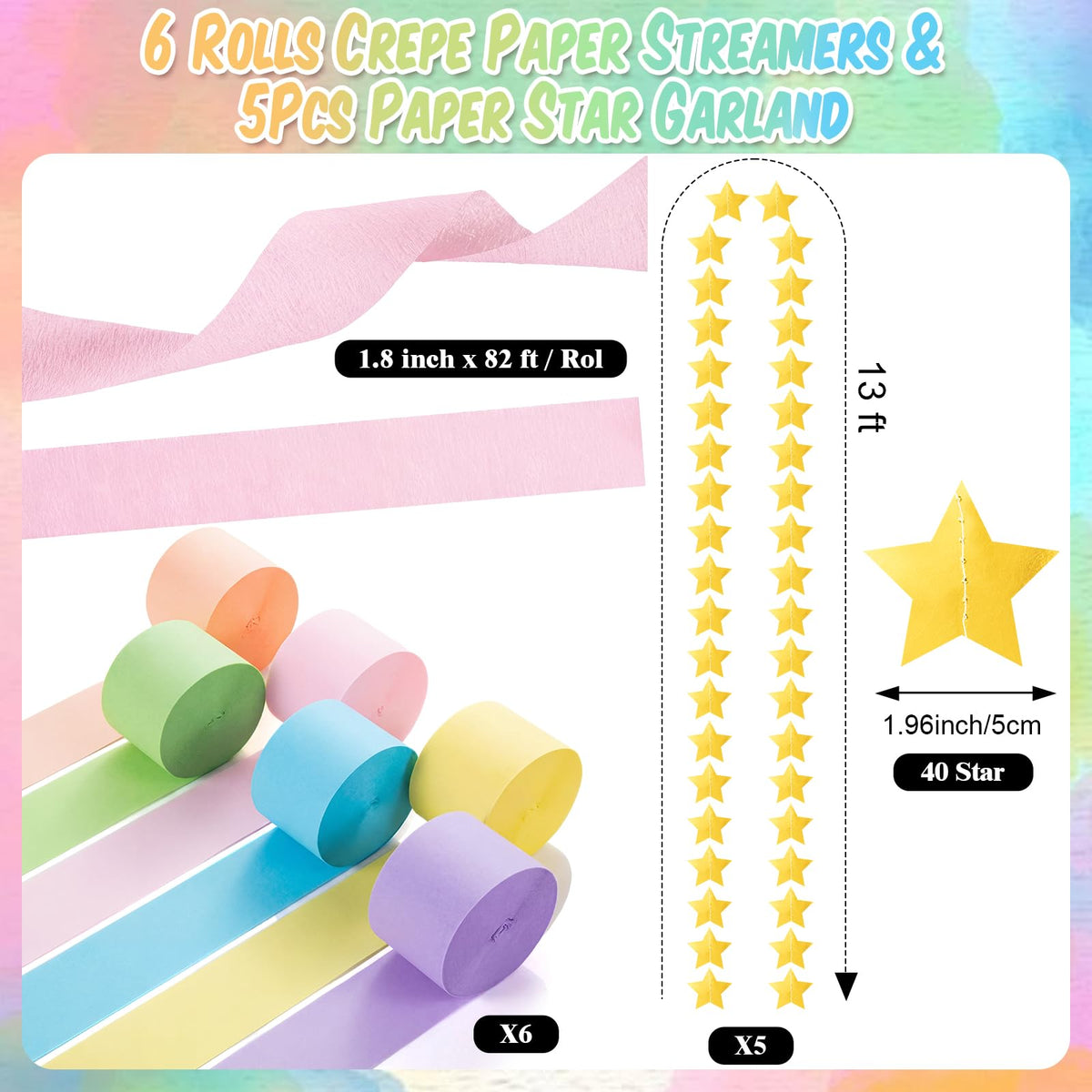 TaoBary Pastel Party Decorations 600 Sheet Paper Chain - TaoBary Official Imagery - 6