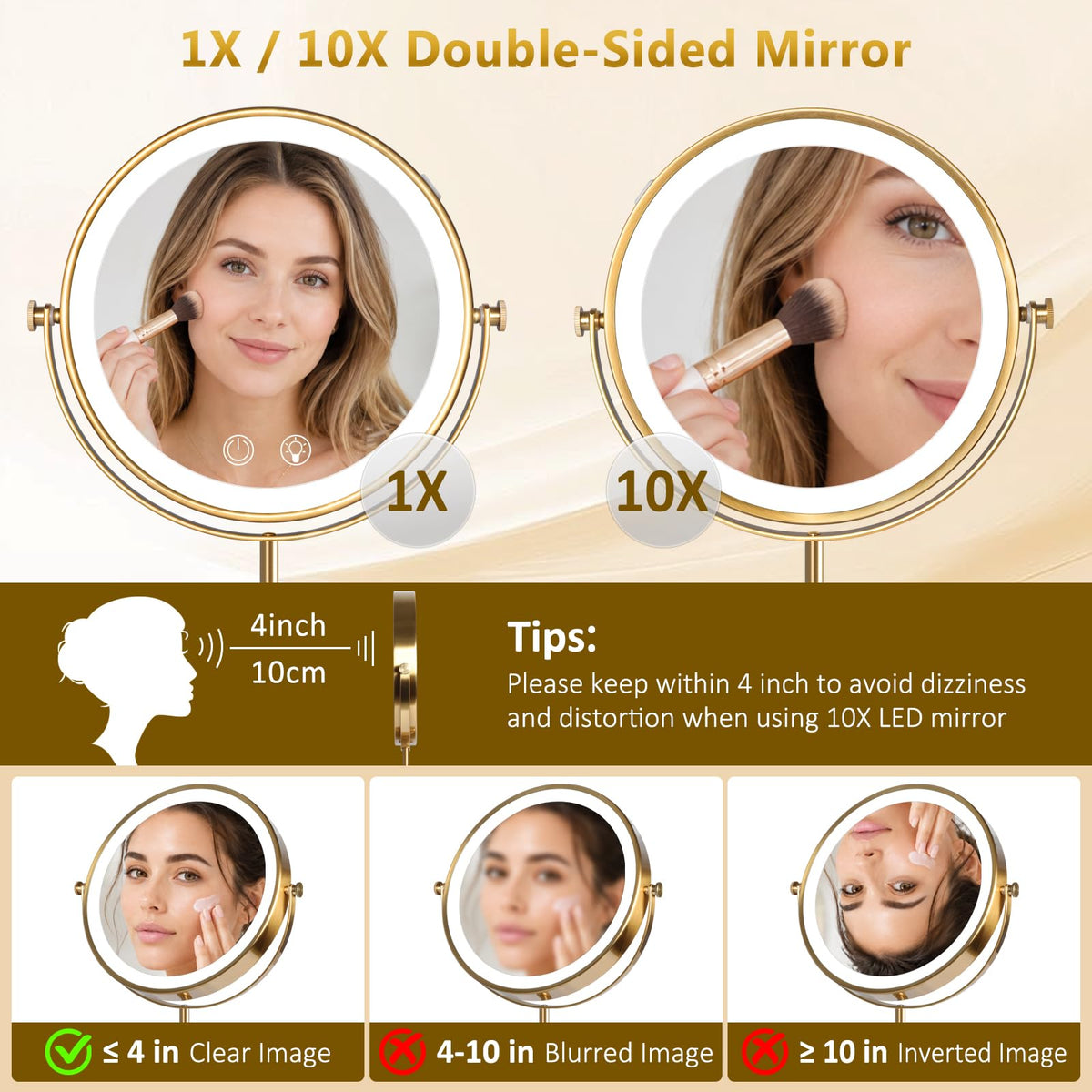 8 Makeup Mirror with Lights 4000mAh RechargeableVanity - Telihopin Official Imagery - 5