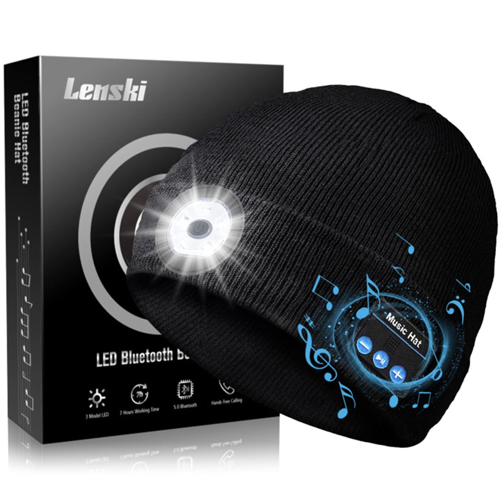 Lenski Stocking Stuffers Gifts for Men Bluetooth Beanie Hat with Speakers - Lenski Official Product View 8