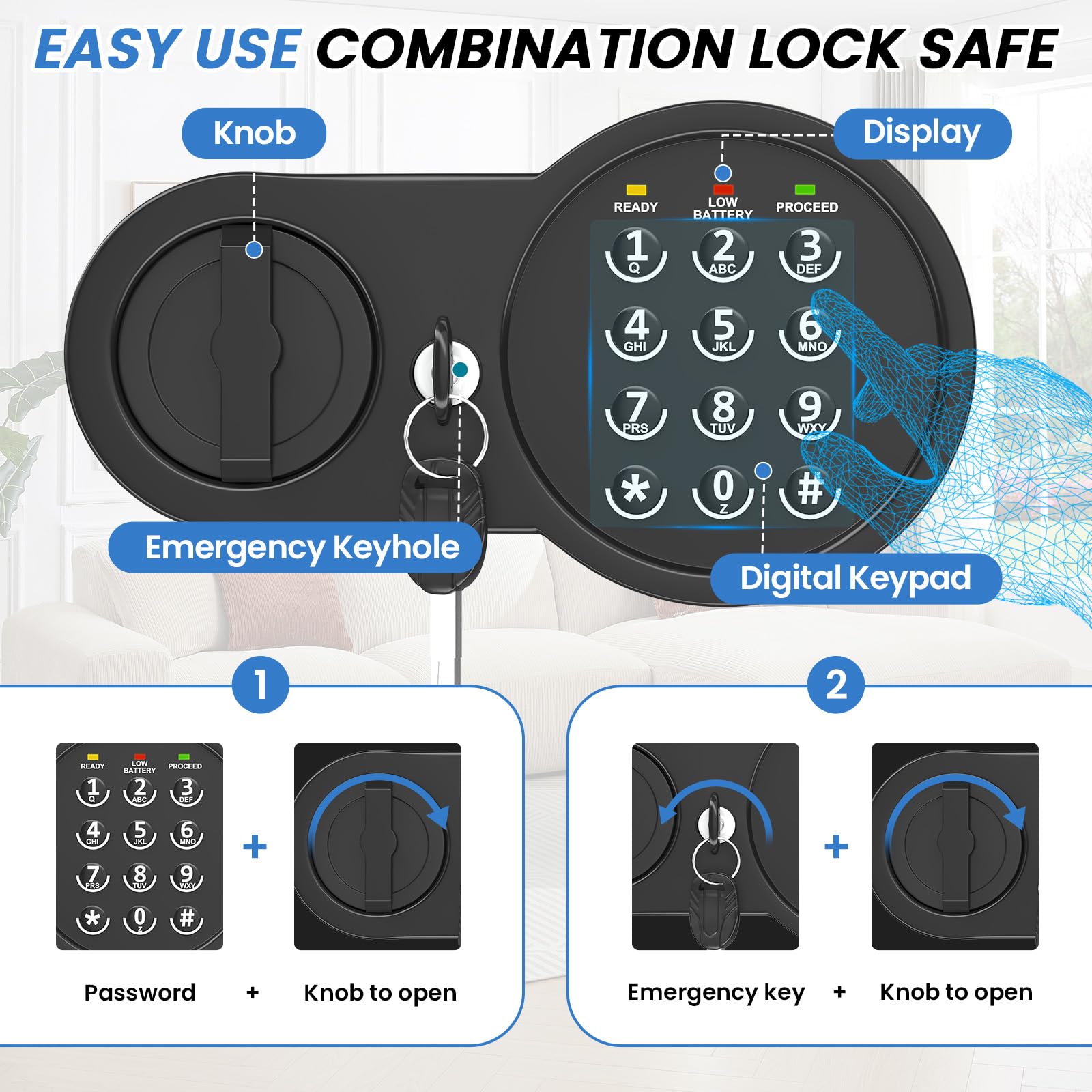 Mitlvge 17.55'' Home Safe Box with Digital Keypad, 3.2 Cu Ft Home - Mitlvge Official Product View 6