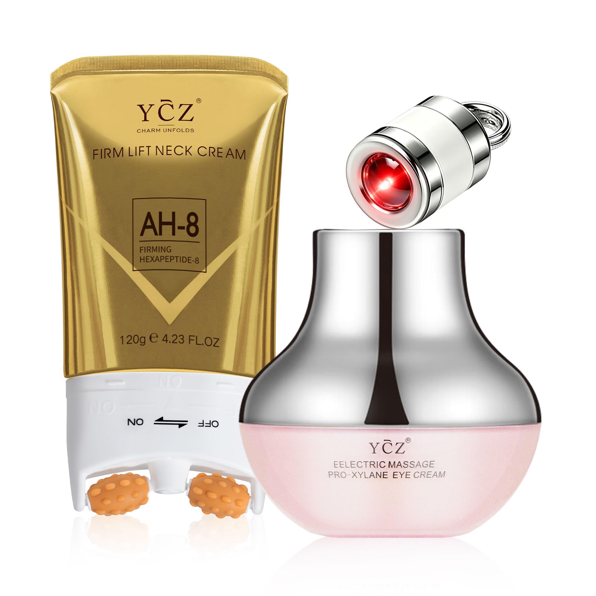 Ycz AH-8 Neck Firming Cream and Red-Glow Electric Eye Cream Set, - Product Imagery