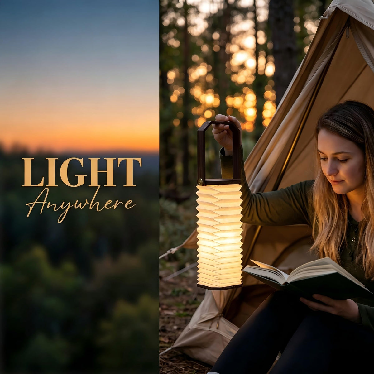 Japanese Paper Lantern Lamp Foldable Pop Up Night Light USB - Premium Selection Official Imagery - 5