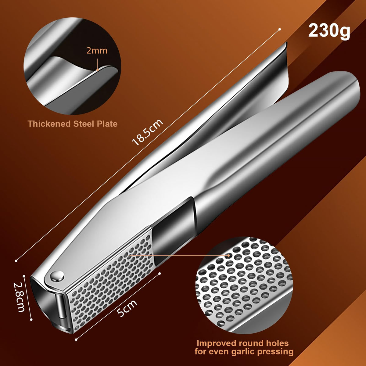Stainless Steel Garlic Press Garlic Crusher Dishwasher Safe - KAITION Official Imagery - 3