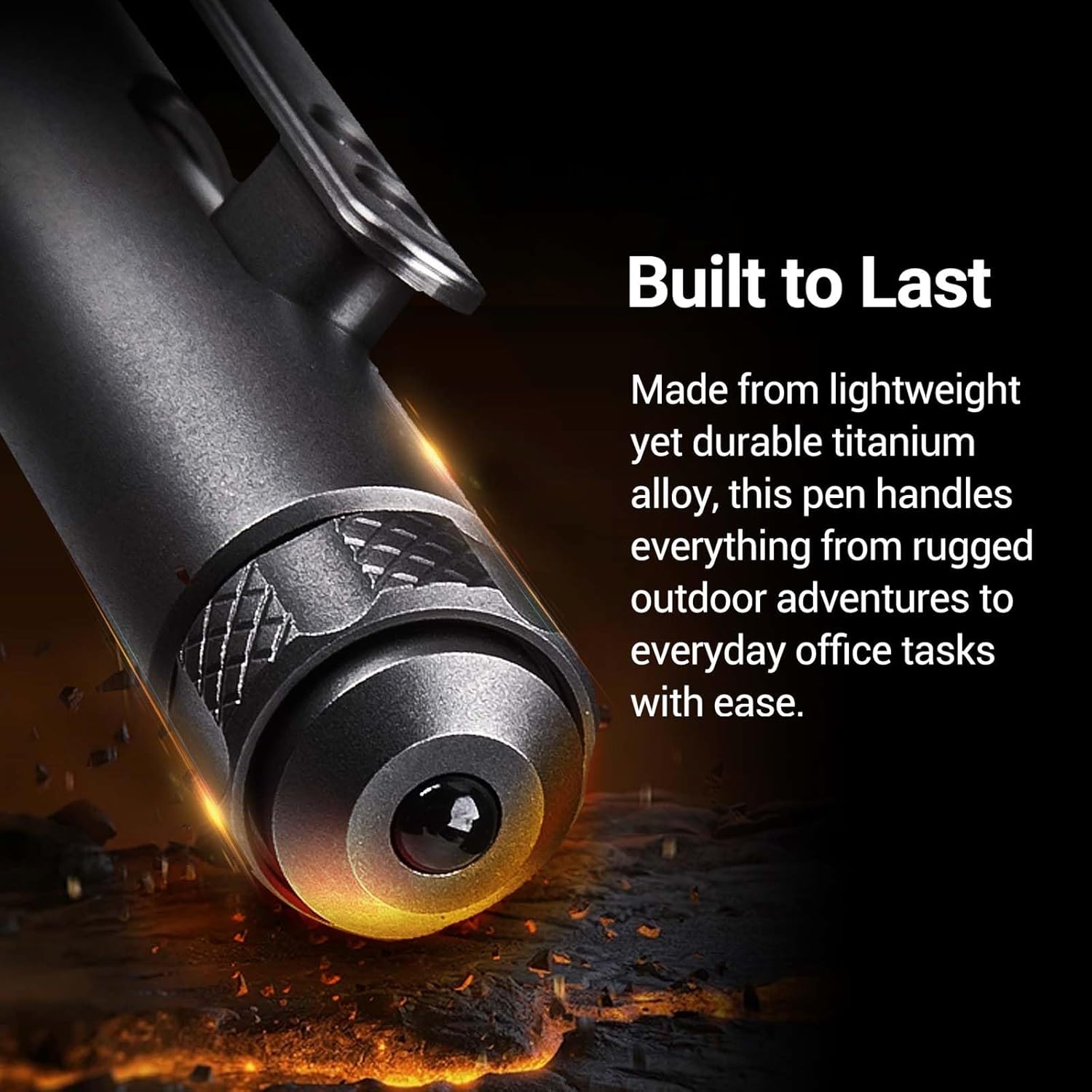 NEXTORCH NP11 Ti Bolt Action Tactical Pen with ceramic bead glass breaker head, crafted from titanium for durability.