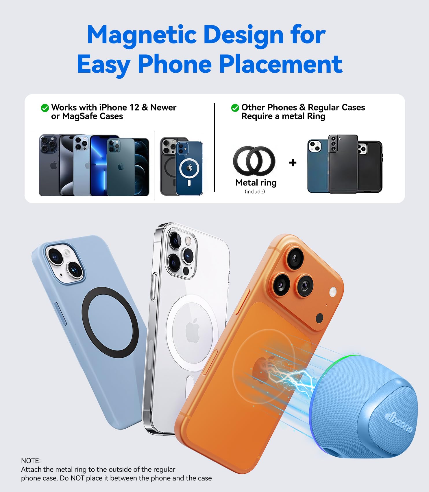 dbsono 2 in 1 Portable Magnetic Bluetooth Speaker, Phone Stand, Blue - dbsono Official Product View 4
