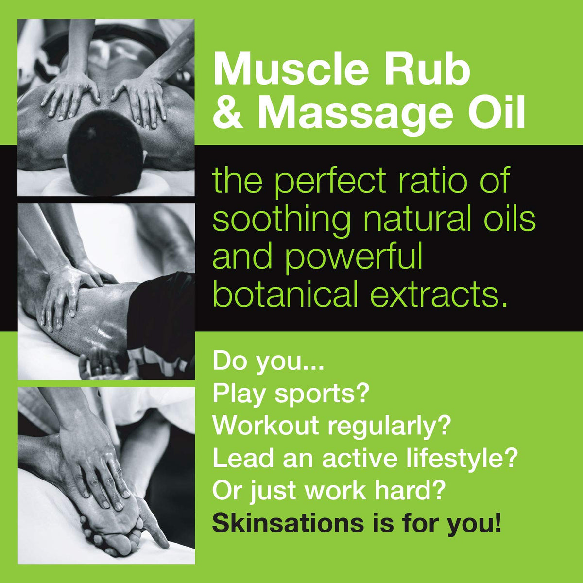 Hemp Massage Oil Sore Muscle Rub 100 Organic Relief with - Skinsations Official Imagery - 5