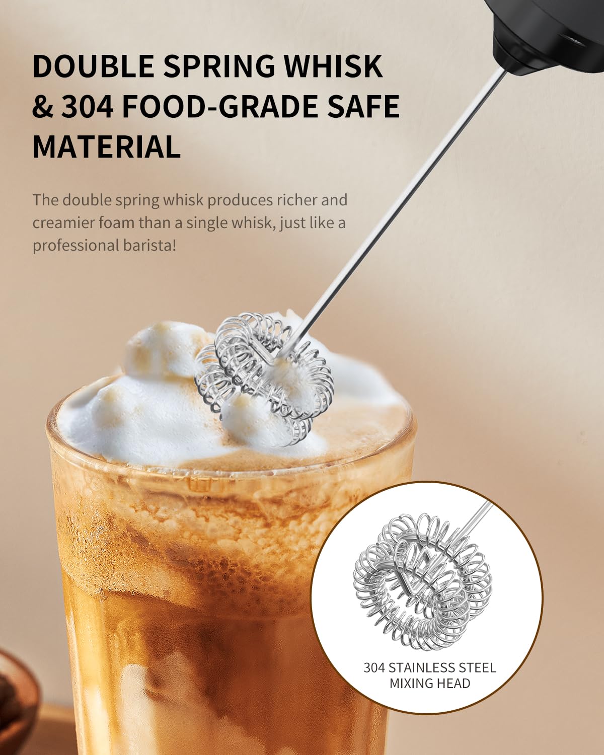 CIRCLE JOY Rechargeable Milk Frother Handheld, Dual Coil Whisk He - CIRCLE JOY Official Product View 4