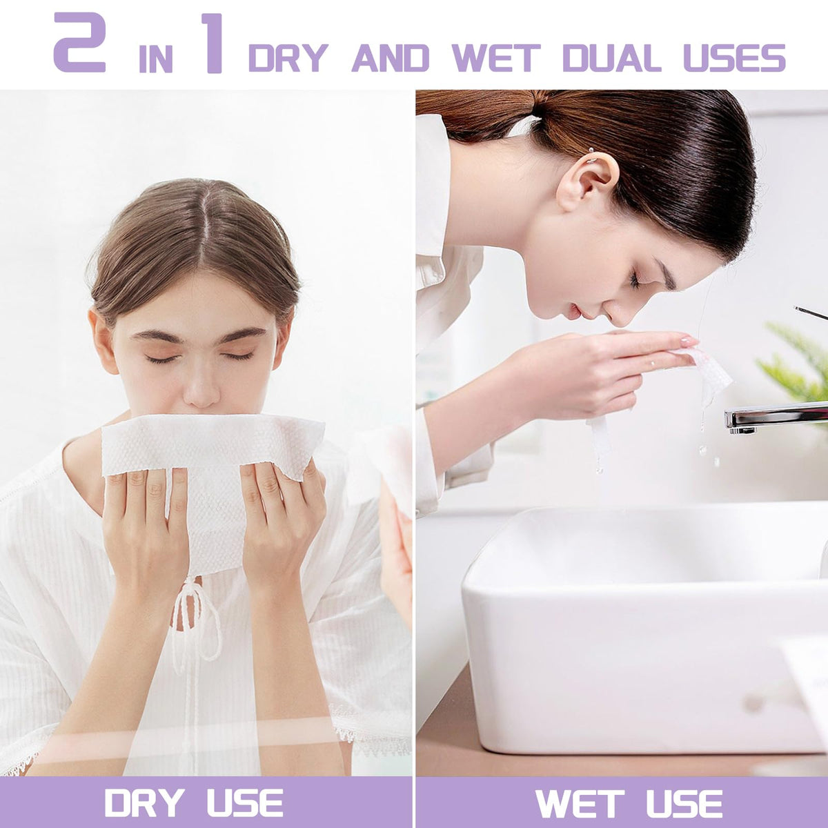 Disposable Face Towel 600 Count Soft Cotton Face Towels Dry - LRCXL Official Imagery - 4