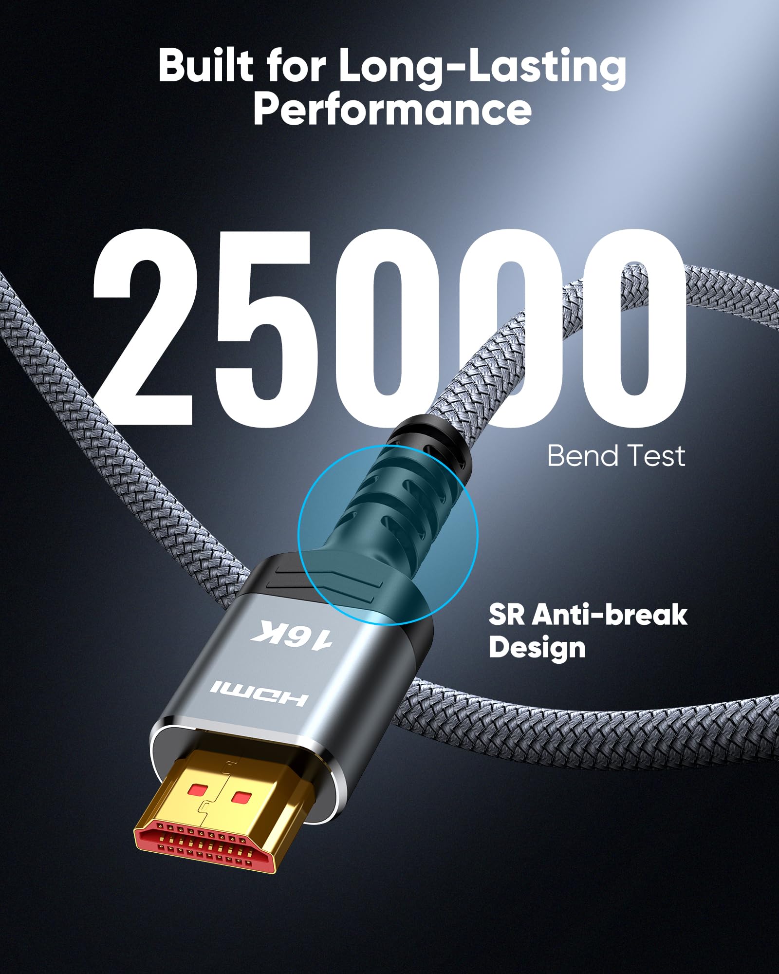 Highwings 16K 4K 480Hz hdmi 2.2 Cable, 96Gbps Ultra HD HDMI to HD by Highwings - Angle View 6
