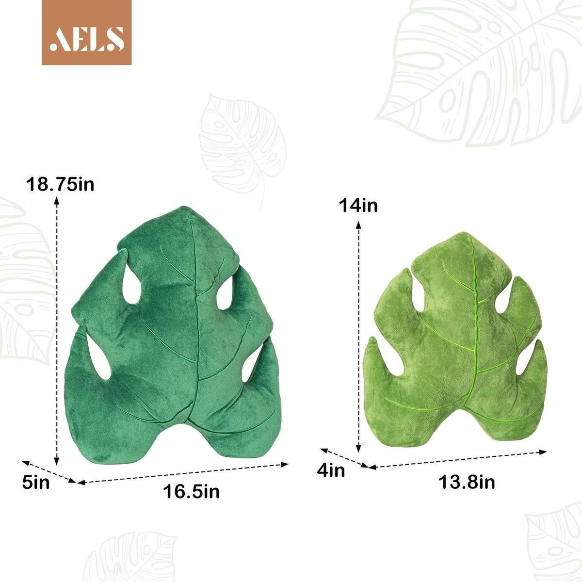 AELS Set of 2 3D Leaves Decorative Throw Pillows 18 14 - AELS Official Imagery - 3