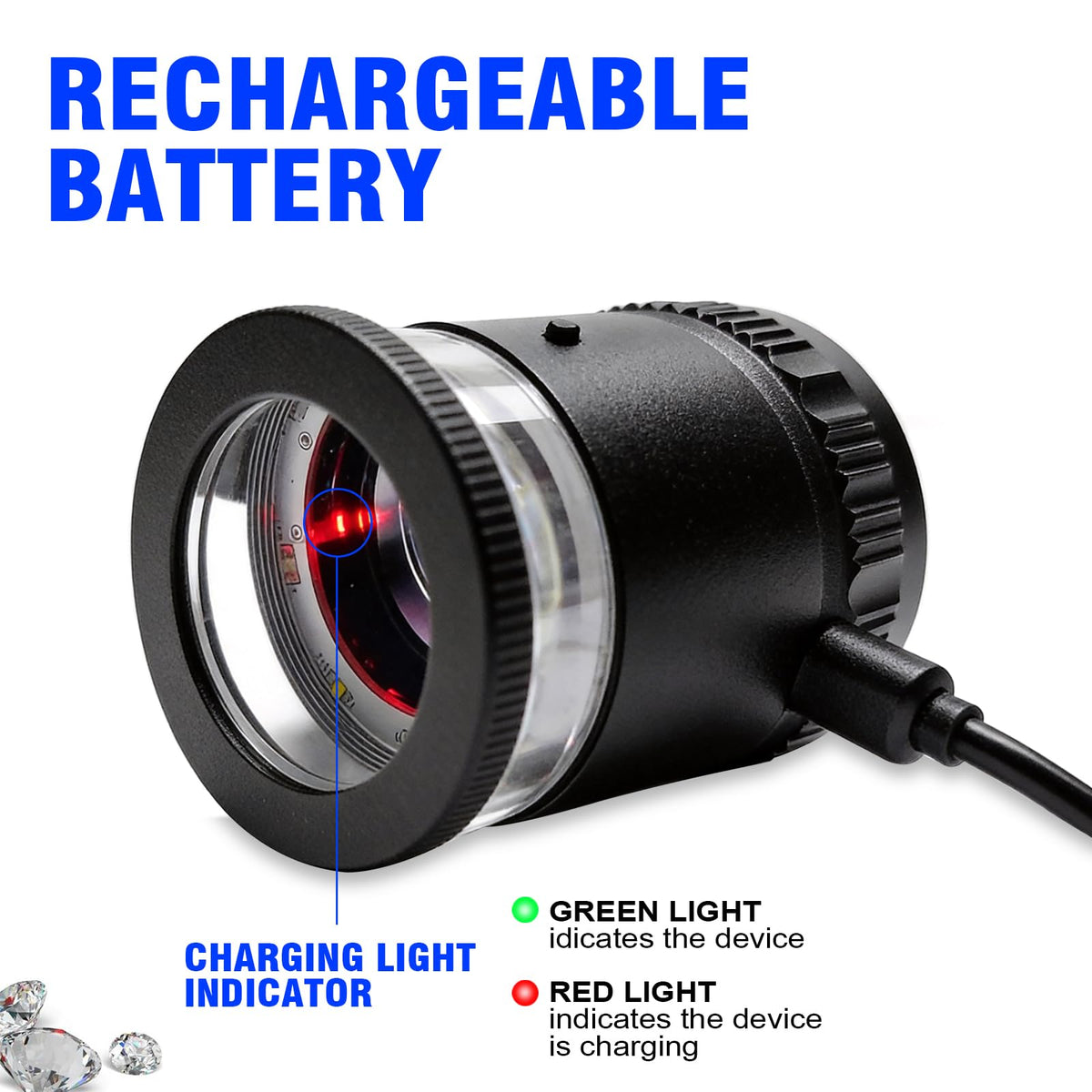 LED Scale Loupe Magnifier 10x Rechargeable with UV UV Lights - Dasourypro Official Imagery - 7