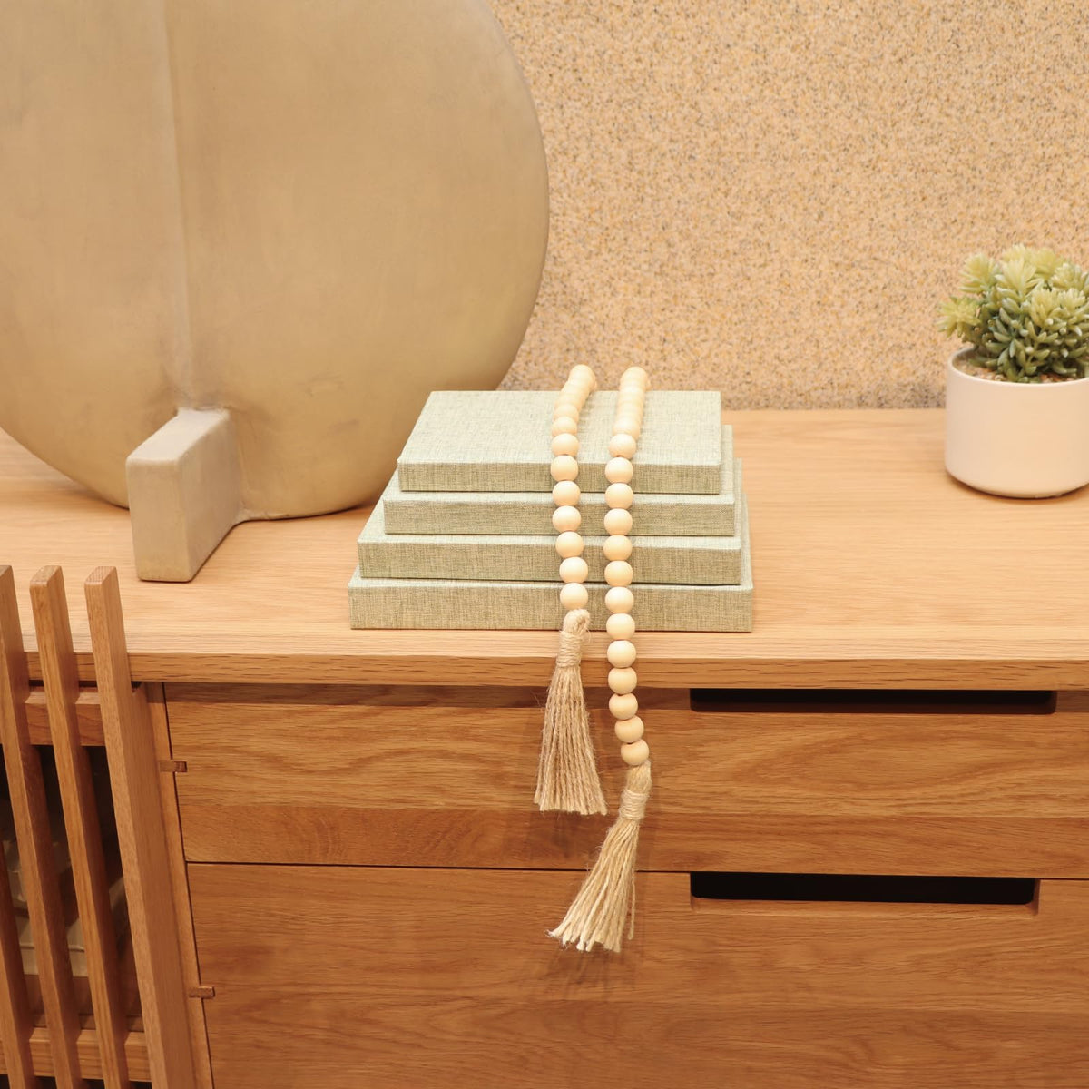 Linen Decorative Books for Home with Wood Beaded Tassel 4 - ADUN Stationery Official Imagery - 6