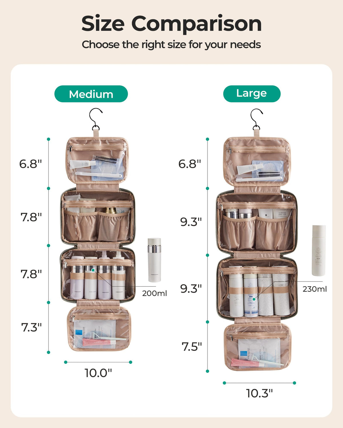 BAGSMART Toiletry Bag Hanging Travel Makeup Organizer with - BAGSMART Official Imagery - 7