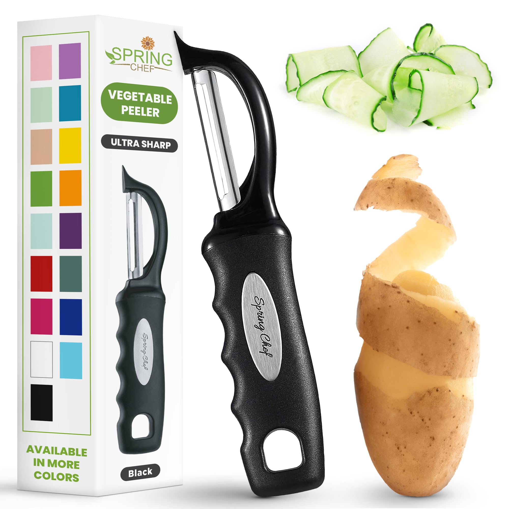 Spring Chef Swivel Vegetable Peeler for Kitchen w/Soft Grip Handl - Spring Chef Official Product View 1