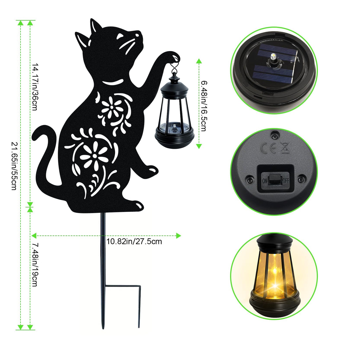 Solar Cat Hanging Lantern Outdoor 2 Pack Black Cat Solar - yulloyello Official Imagery - 3