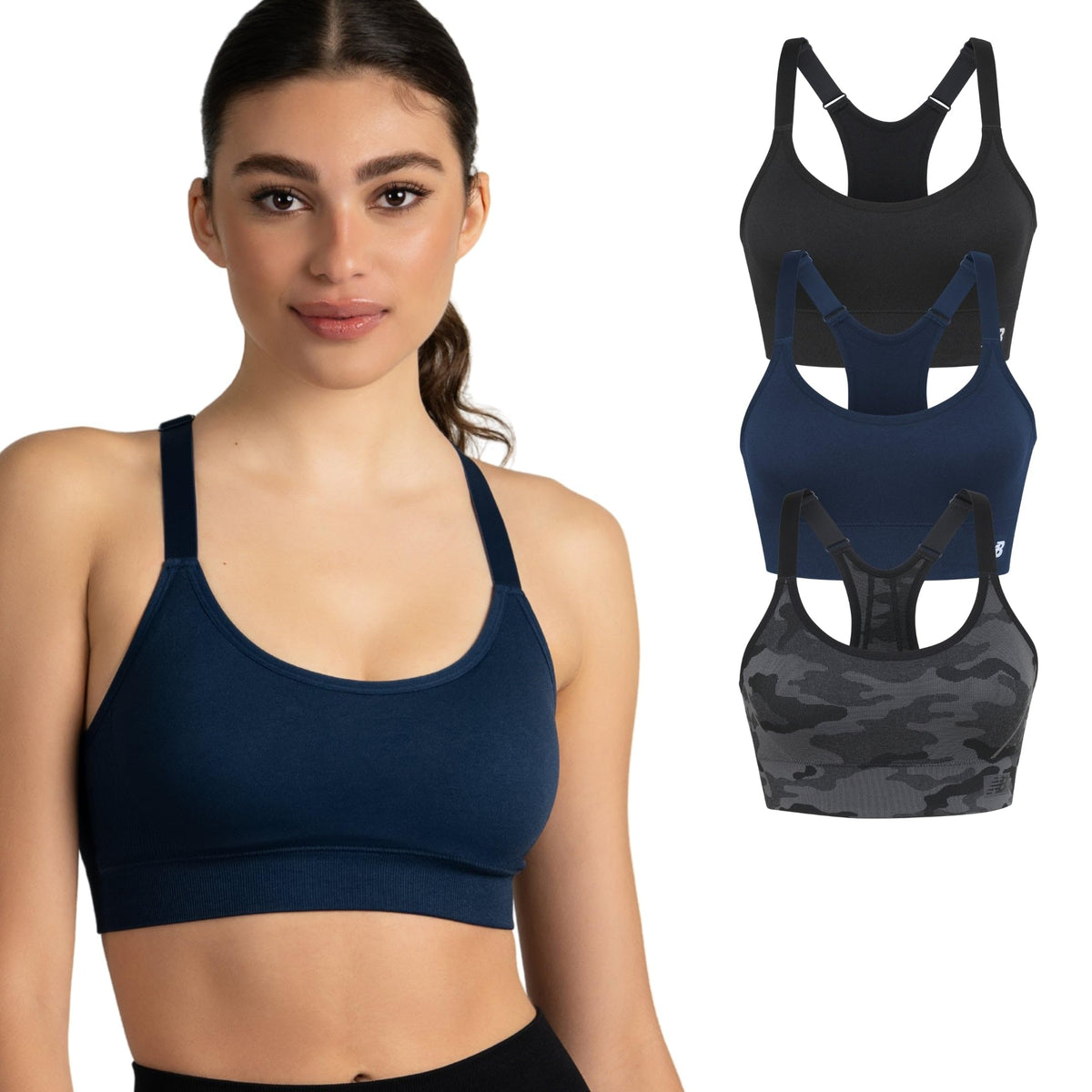 New Balance 3 Pack Seamless Sports Bras for Women Cami - New Balance Official Imagery - 2