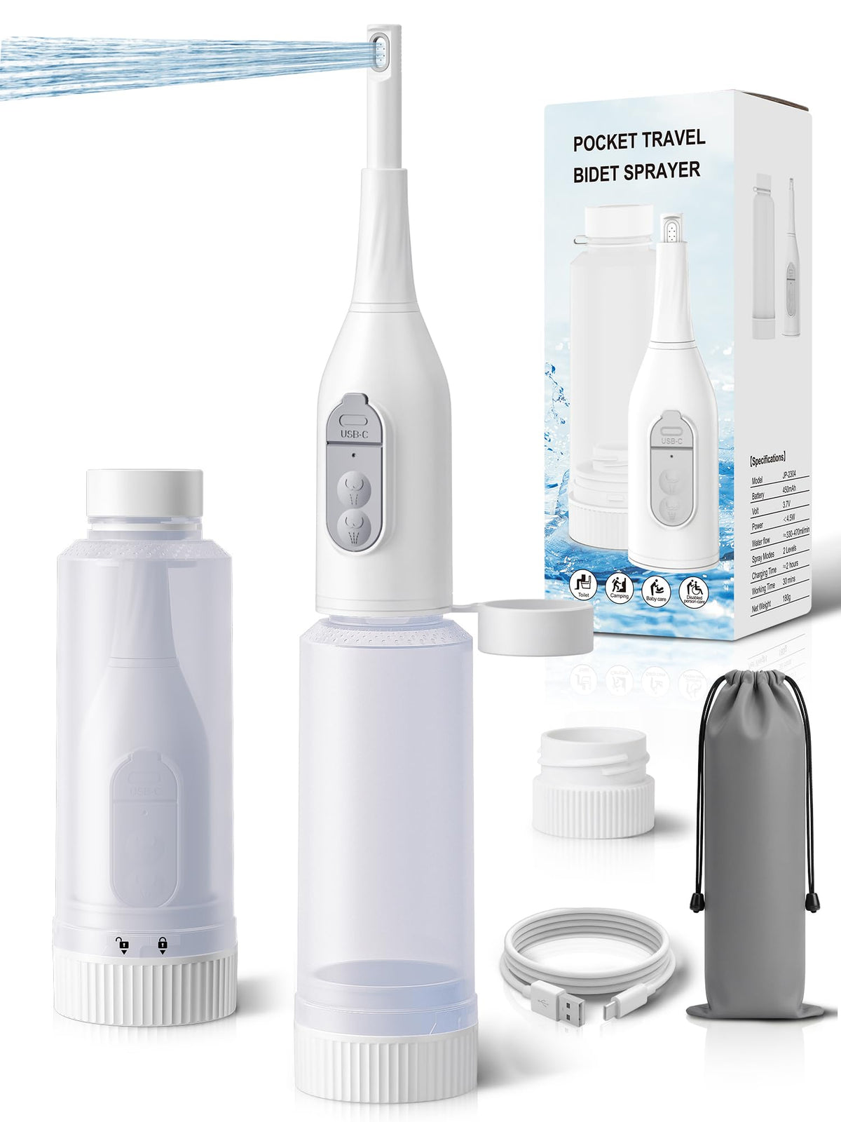 Portable Bidet for Travel Electric Peri Bottle with Dual - ONTHEWEI Official Imagery - 1