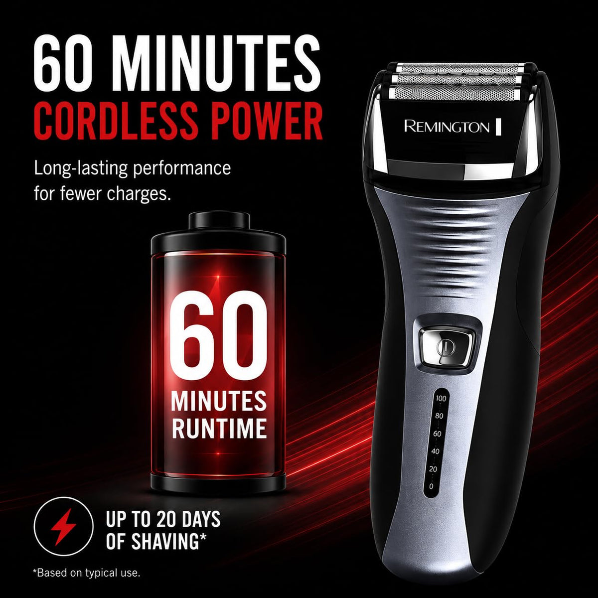 Remington F5 Power Series Foil Shaver for Men Cordless - Remington Official Imagery - 6