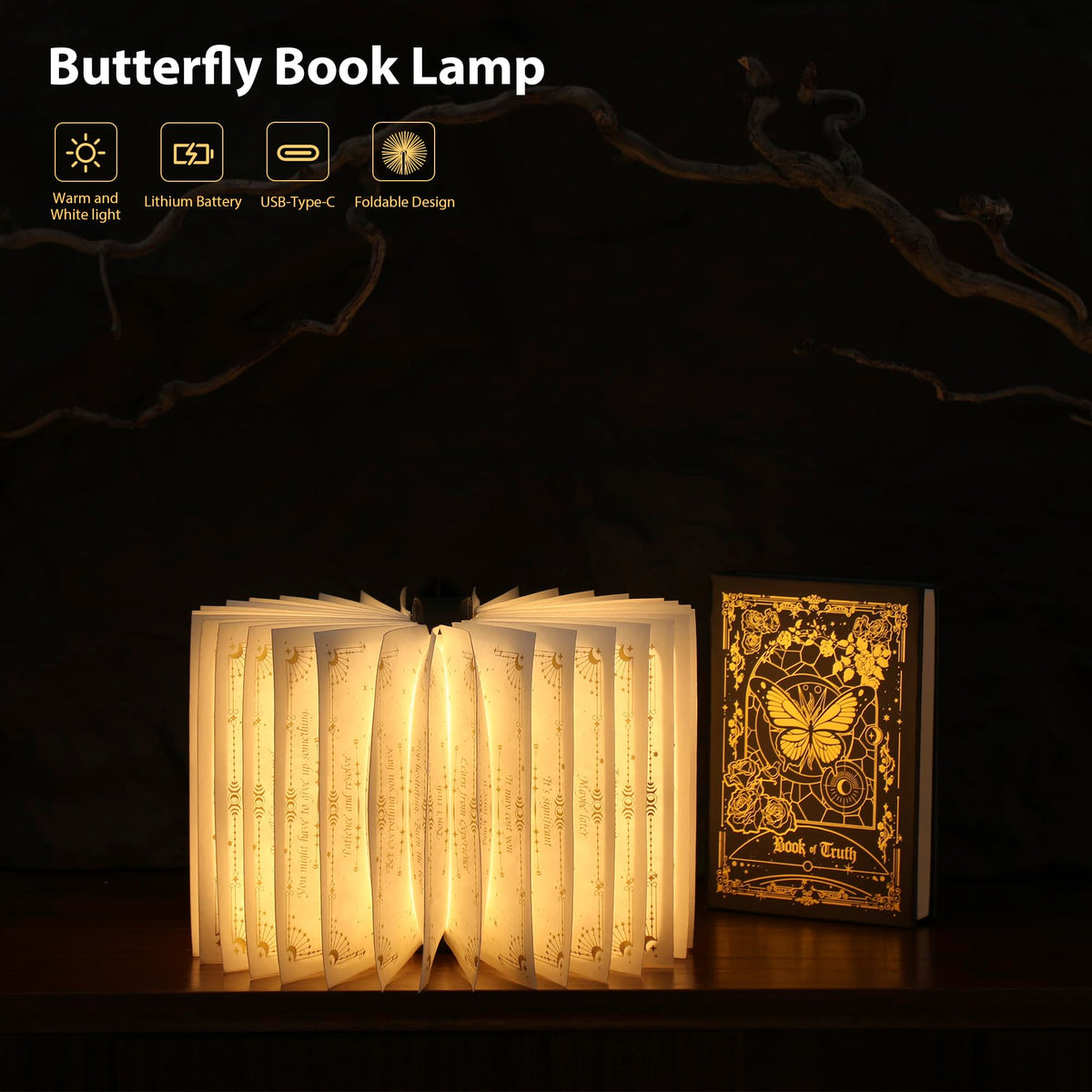 Folding Truth Book Lamp Book Lover Gift Bookshelf Light - ZBOLE Official Imagery - 4