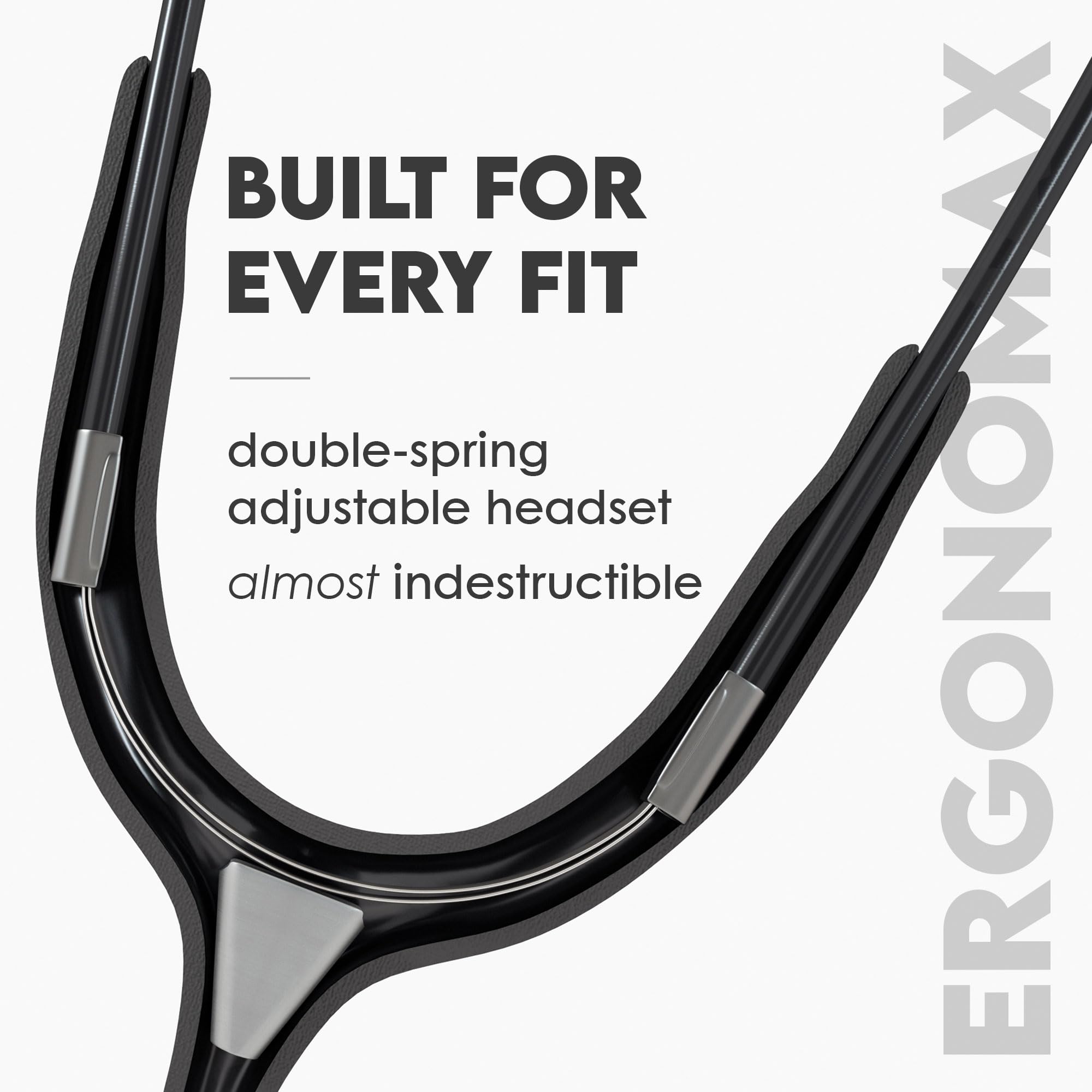 MDF Instruments MD One Premium Stainless Steel Dual Head Stethoscope, Adult, Black Tube, Black Chestpieces-Headset, MDF777BO
