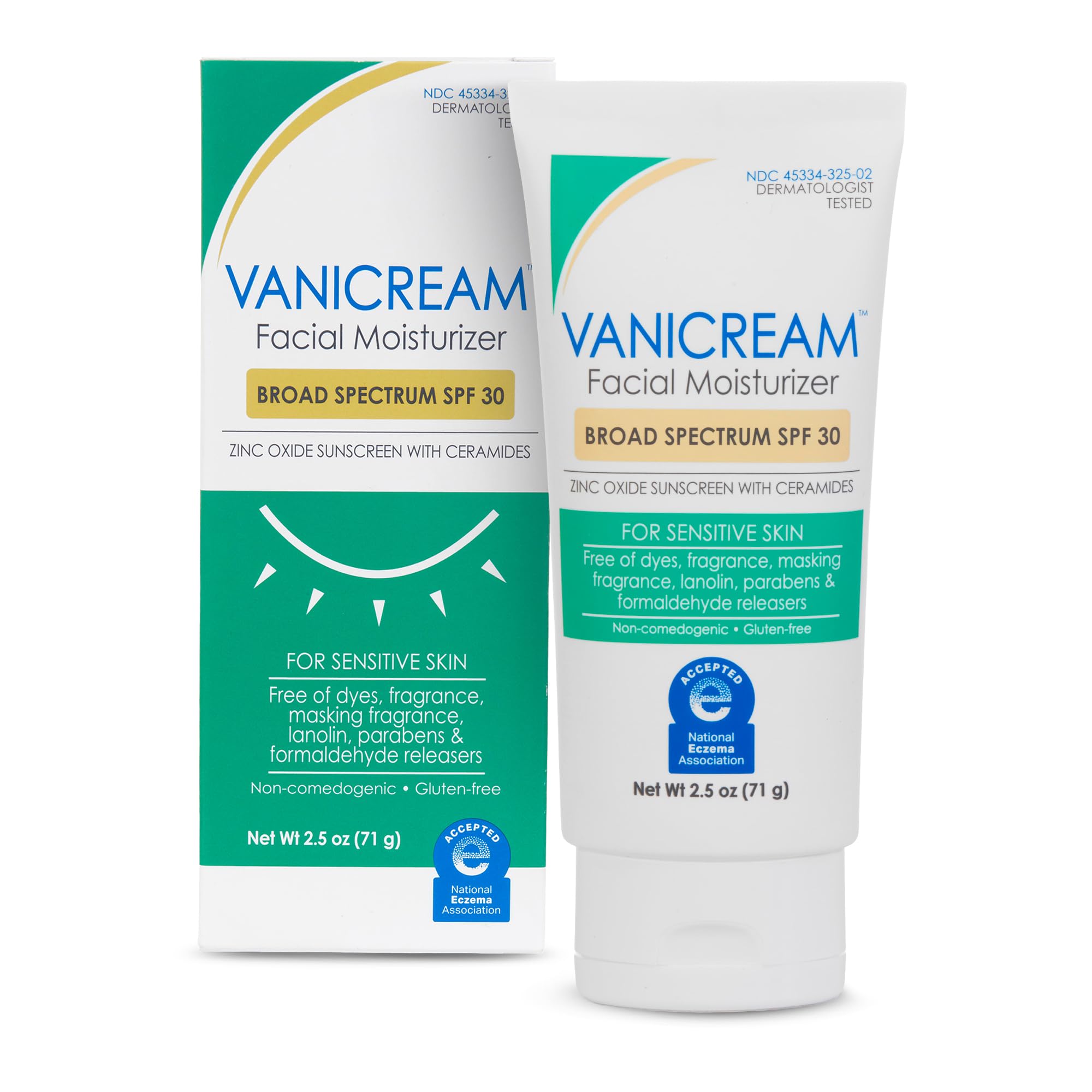 Vanicream Facial Moisturizer SPF 30 Zinc Oxide Mineral - Product Imagery