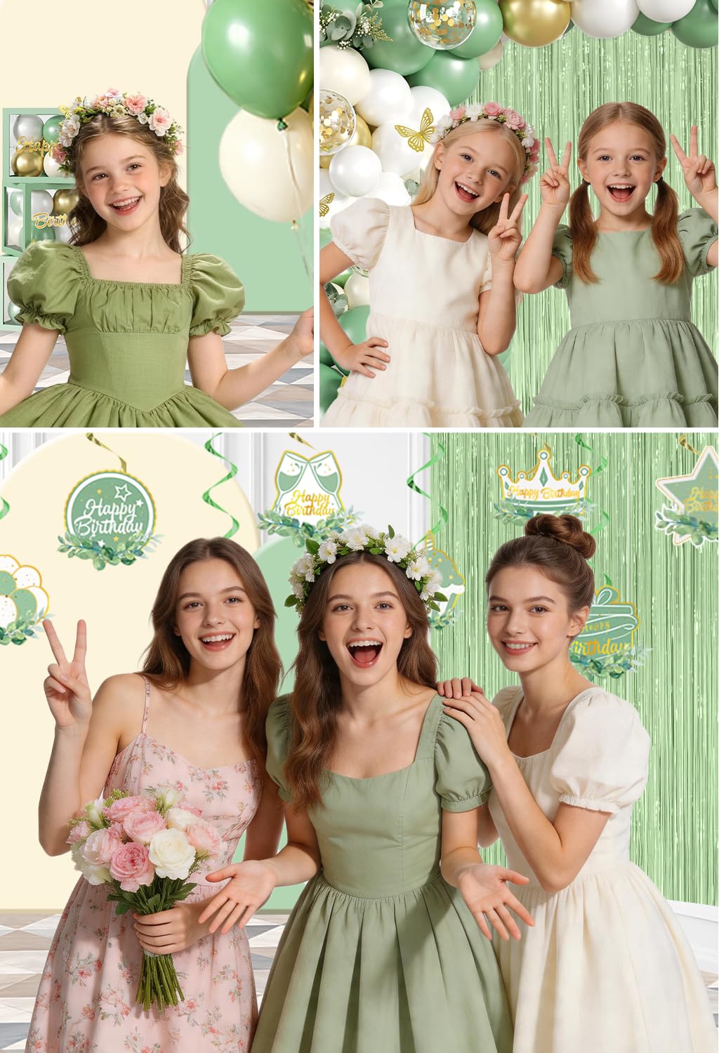 305pcs Sage Green Birthday Decorations Party Set for 25 - cocomigo Official Imagery - 8
