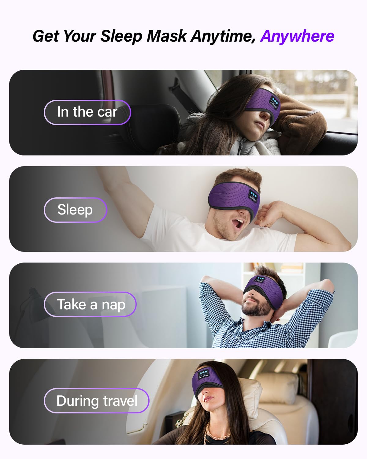 LC-dolida Sleep Headphones, White Noise Bluetooth Sleep Mask 3D Breathable Wirel - LC-dolida Official Product View 8
