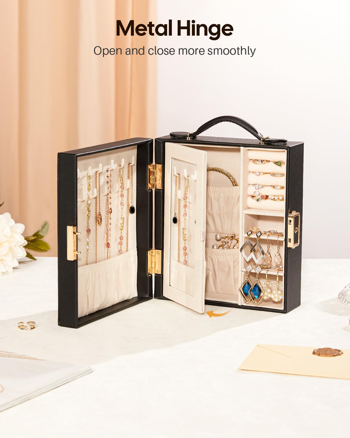 Portable Travel Jewelry Case Jewelry Box with Lock and - Enthralite Official Imagery - 6