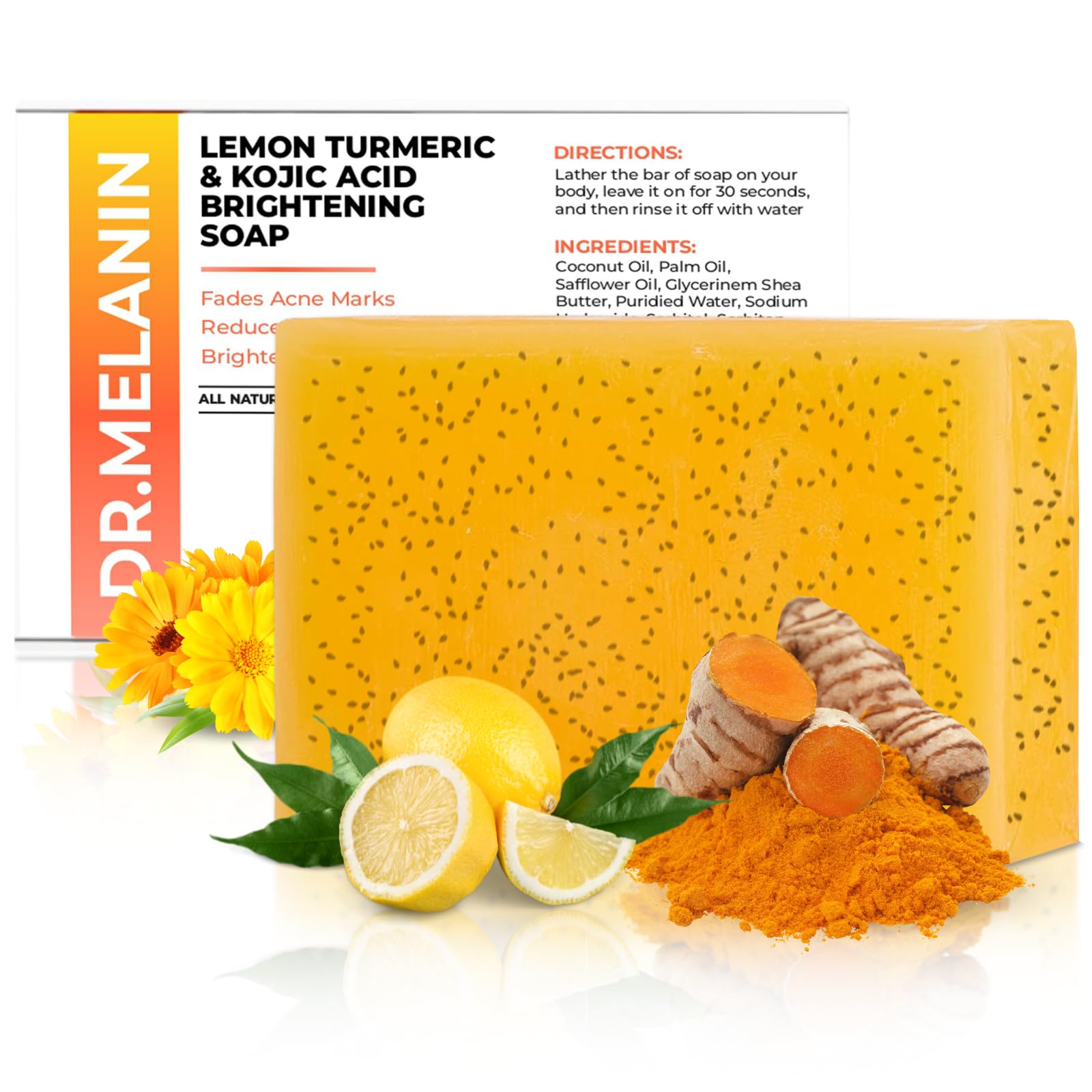 Organic Kojic Acid Turmeric Soap for Dark Spots, - Product Imagery