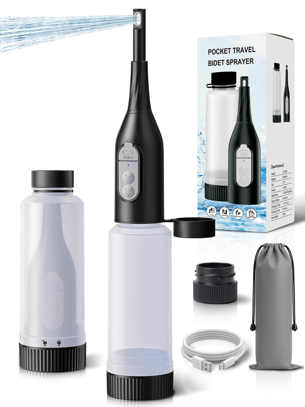 Portable Bidet for Travel Electric Peri Bottle with Dual - ONTHEWEI Official Imagery - 8