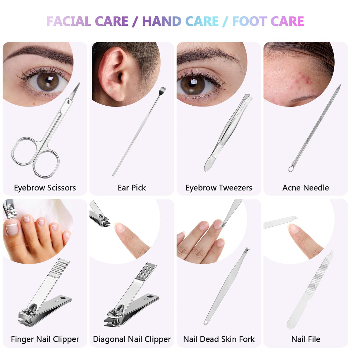 Lasnten 24 Set Nail Clipper Bulk Manicure Kit 8 in 1 Laser - Lasnten Official Imagery - 7