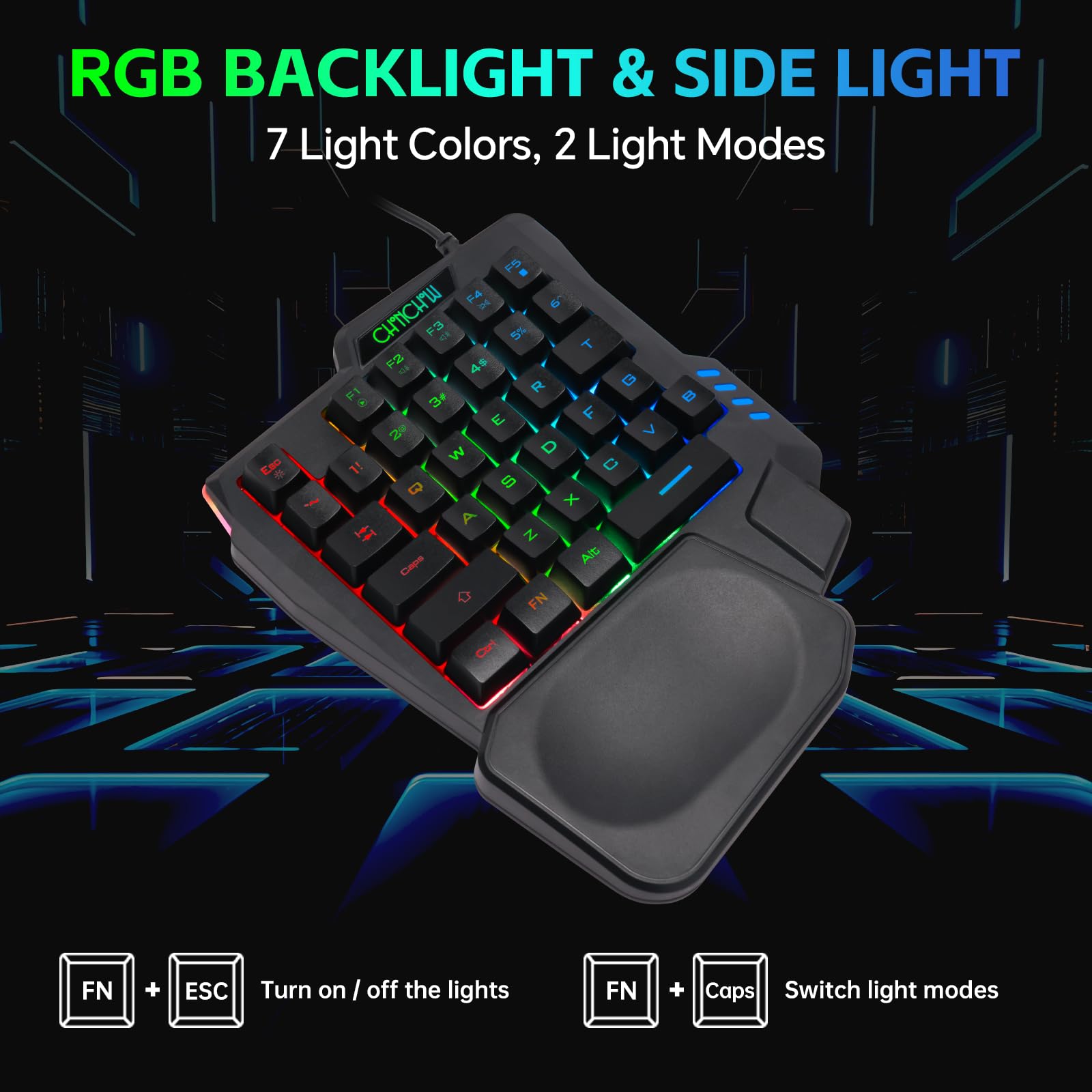 CHONCHOW One-Handed RGB Gaming Keyboard & Mouse Combo