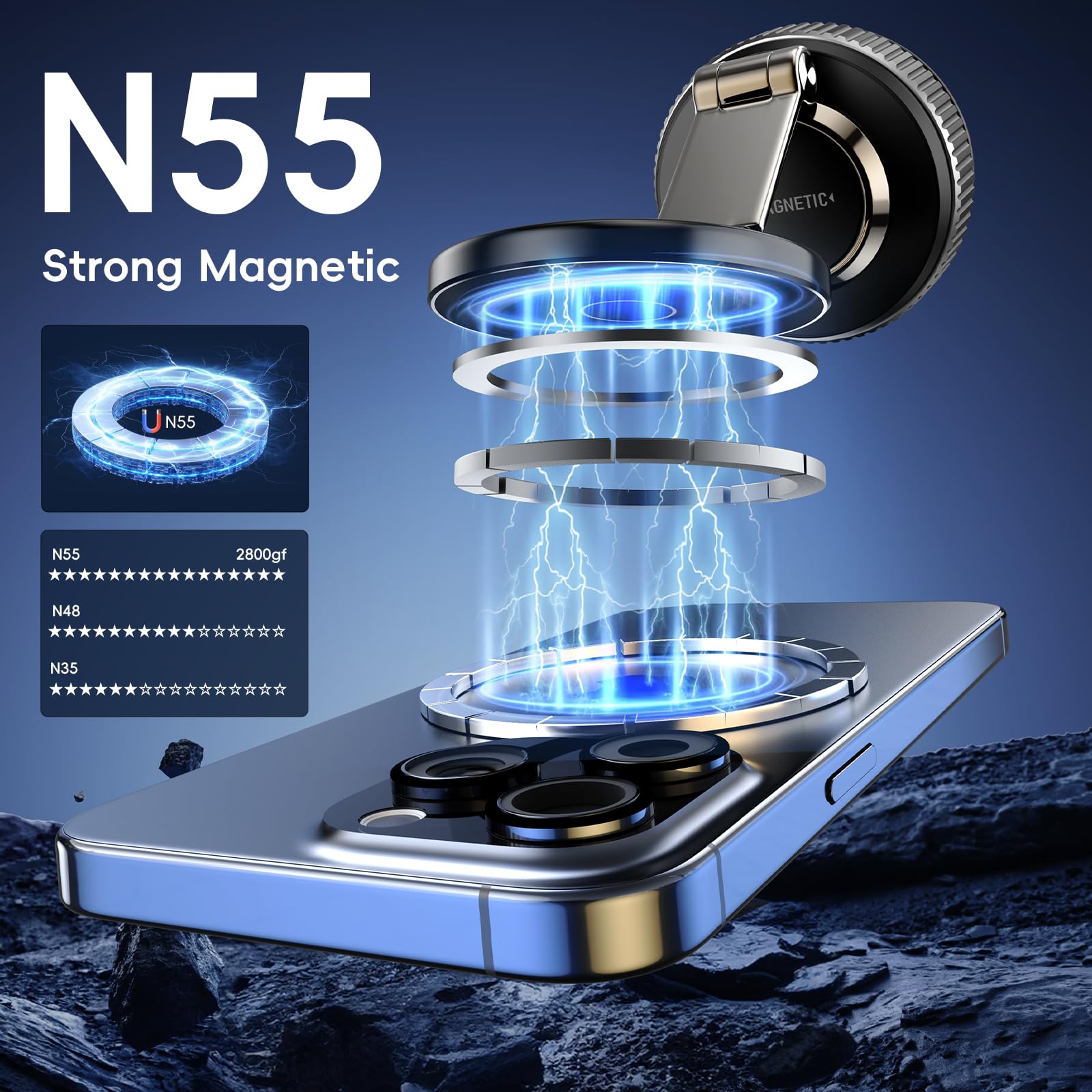 YLBV Magnetic Phone Holder for Car 2026 Heavy Duty Model 360° Adjustable Vacuum - YLBV Official Product View 7