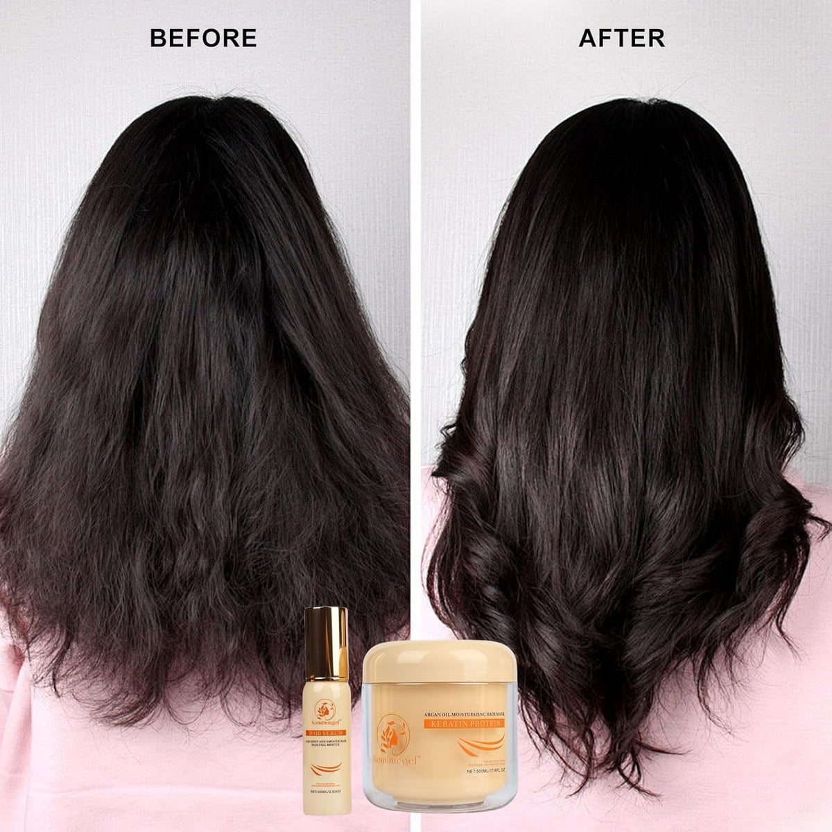 Collagen Repair Hair Mask Argan Oil Set 16 9 fl oz 2 fl oz - Aomimegel Official Imagery - 7