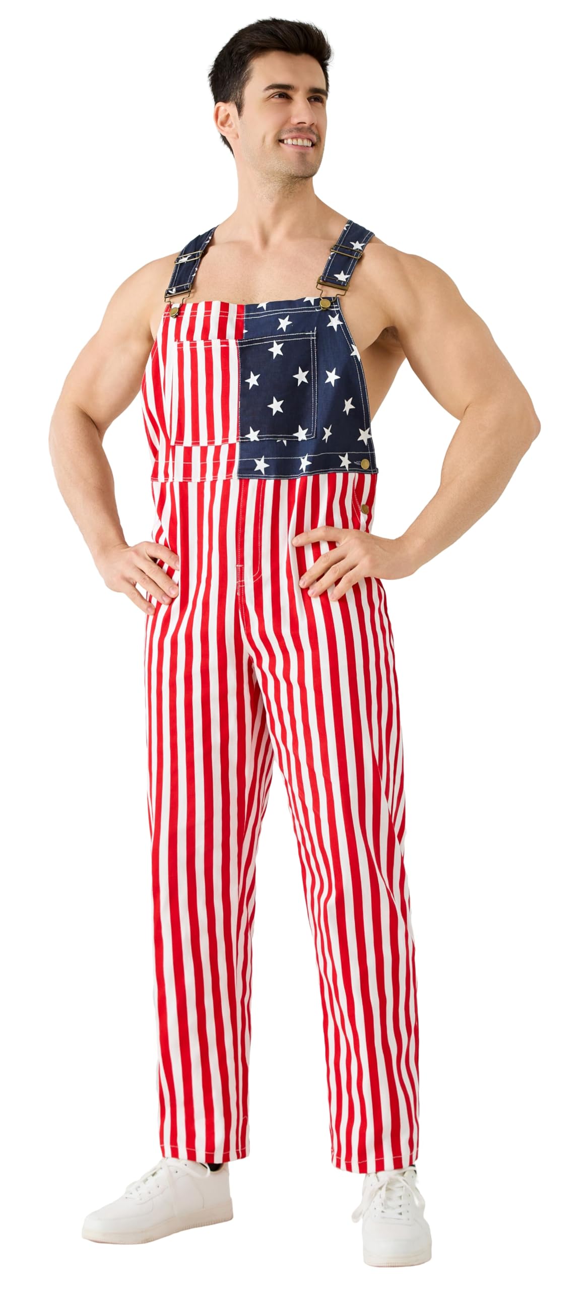 American Flag Overalls for Men USA Stars Stripes Bib - Maxim Party Supplies Official Imagery - 3