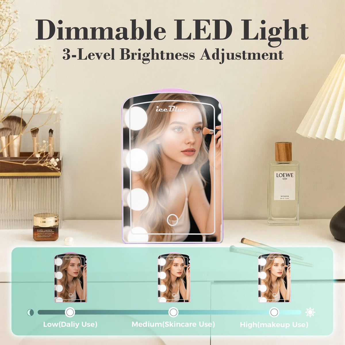Mini Fridge 4 Liter 6 Cans Makeup Fridge with LED Mirror - Iceblue Official Imagery - 4
