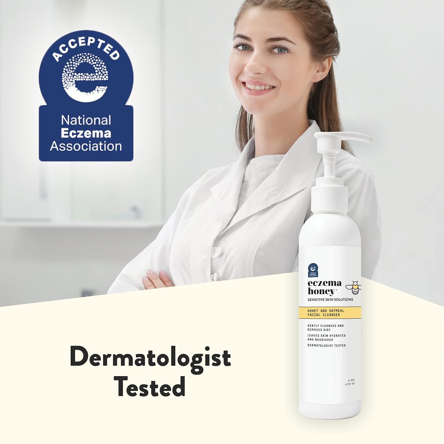 ECZEMA HONEY oatmeal facial cleanser for eczema-prone skin, natural face wash with soothing honey and oatmeal ingredients.