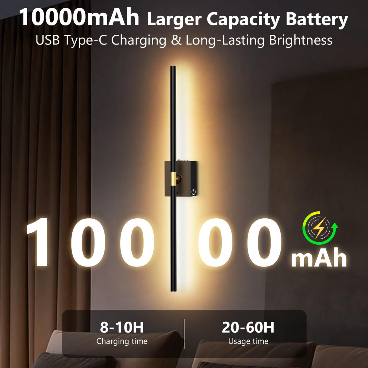 Eneru Battery Operated Wall Sconces Set of 2 Rechargeable - Eneru Official Imagery - 4