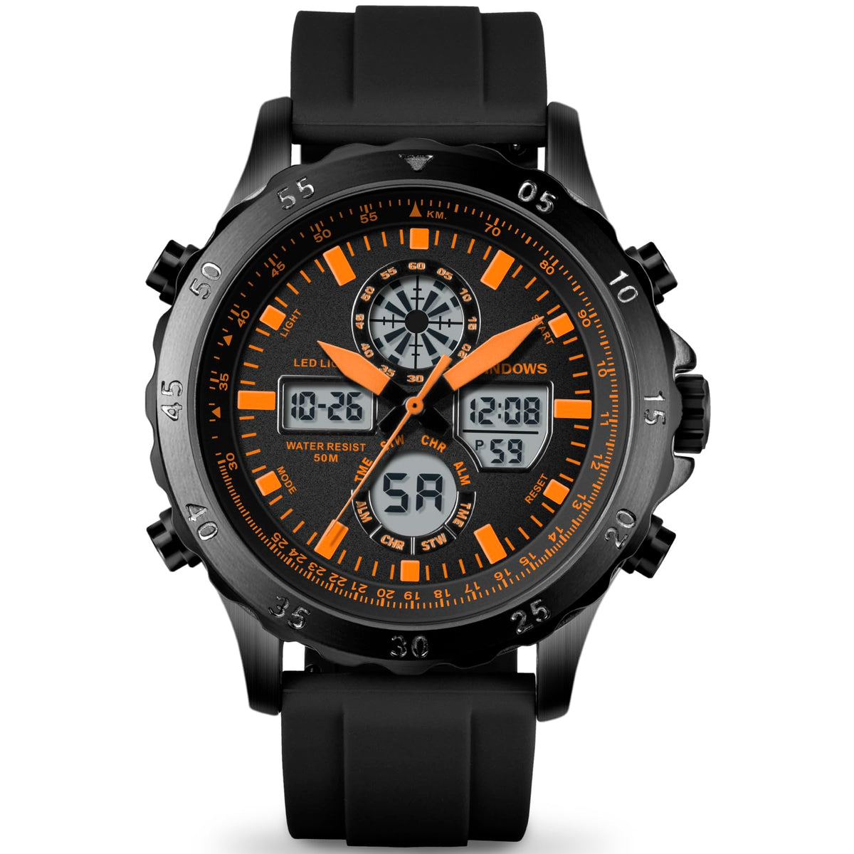 PINDOWS Mens Digital Analog Watches Multifunction Sport - PINDOWS Official Imagery - 3