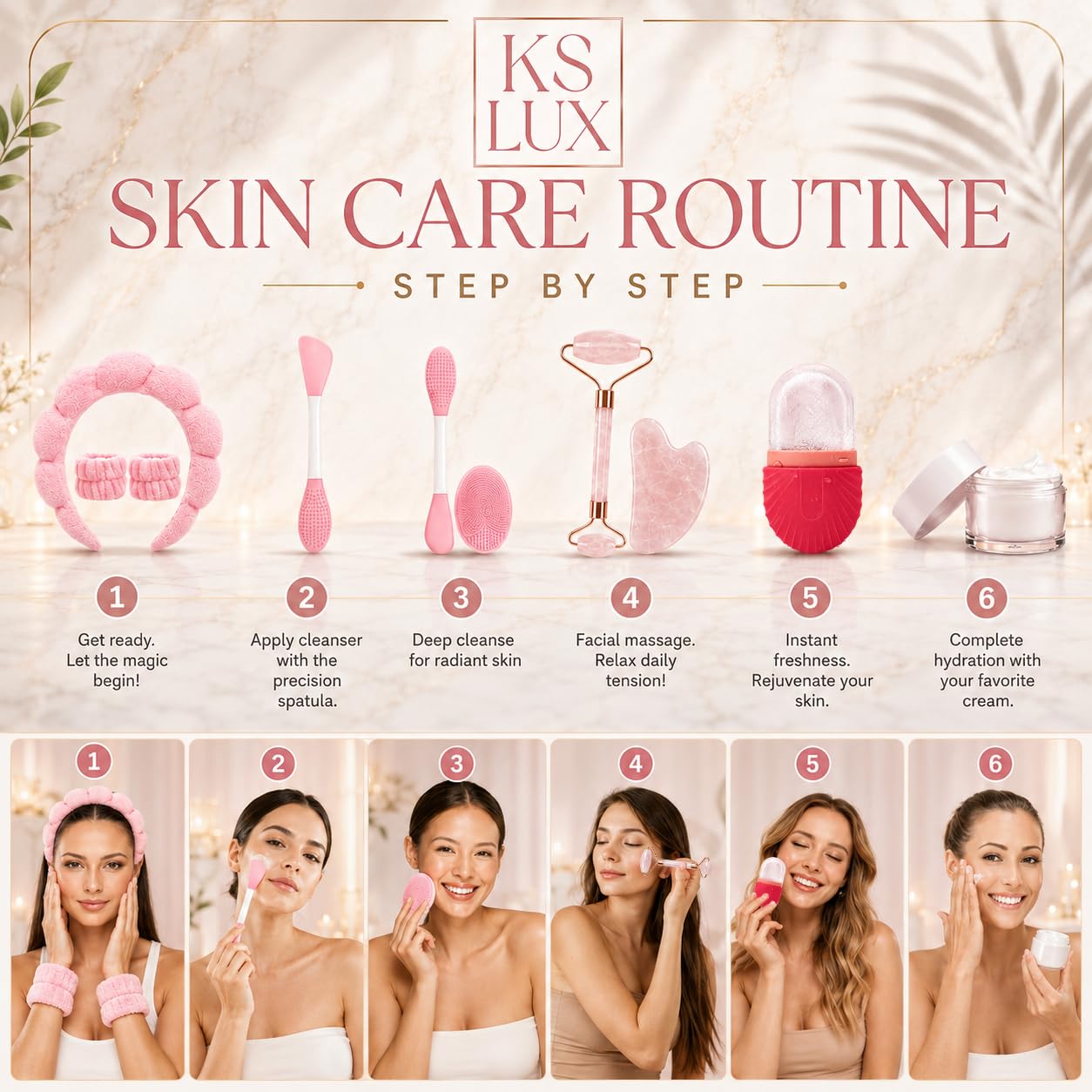 Skincare tools set, facial accessories for skincare, teen skin - KS LUX