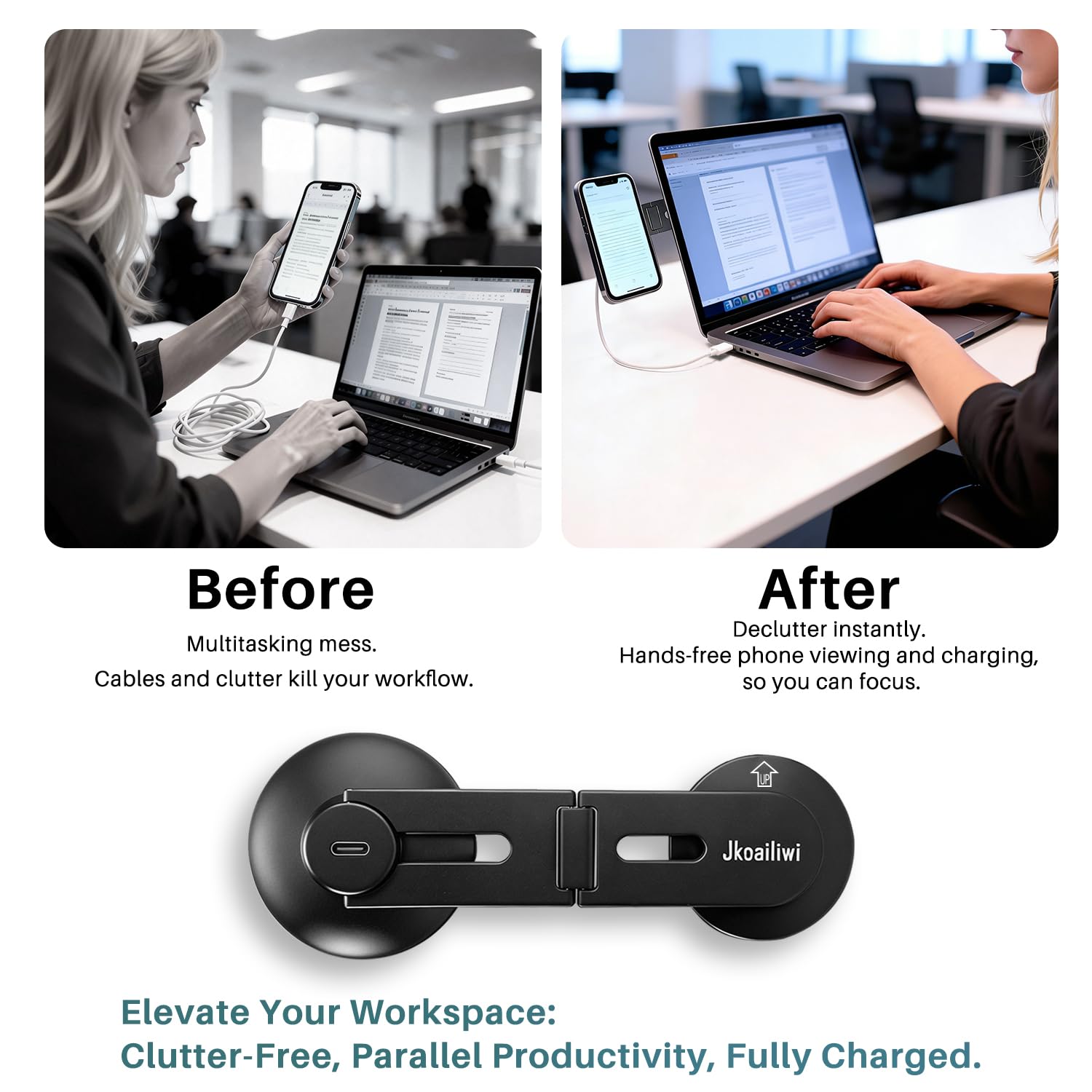 Jkoailiwi 15W Wireless Charger Magnetic Phone Holder for Laptop & Tesla