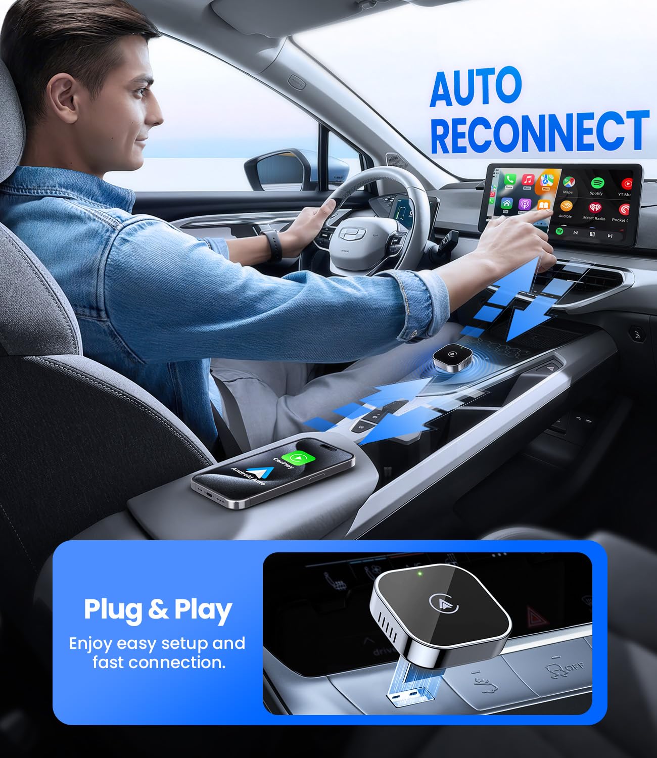 Teeran 2 in 1 Wireless CarPlay and Android Auto Adapter - Teeran Official Product View 6