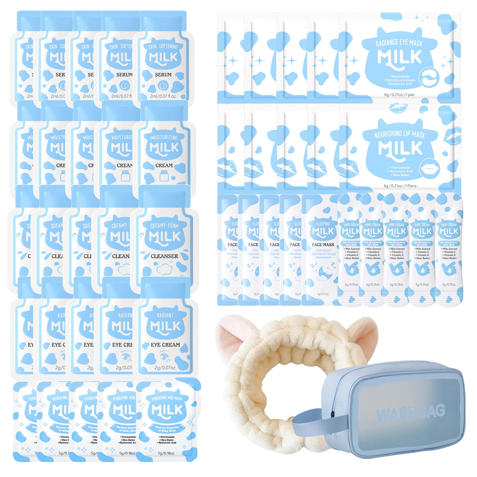 47 PCS Milk Travel Skincare Set, Mini Skin Care Kit for Women, - Product Imagery