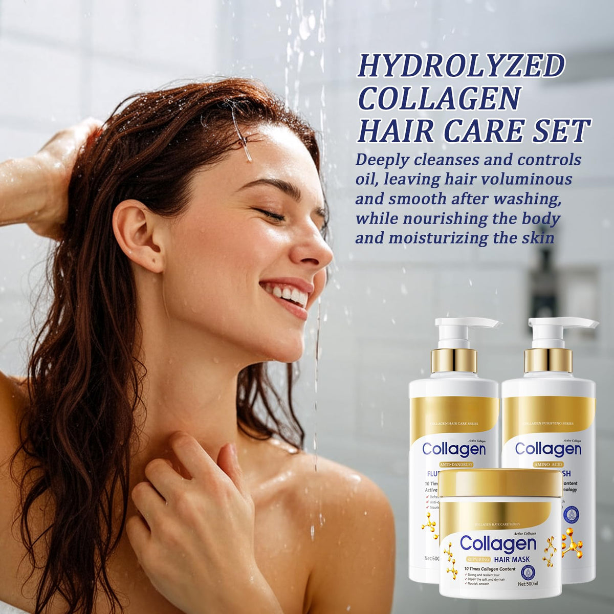 3 Piece Shampoo Body Wash Hair Mask Set Collagen - LXTTDABEN Official Imagery - 8
