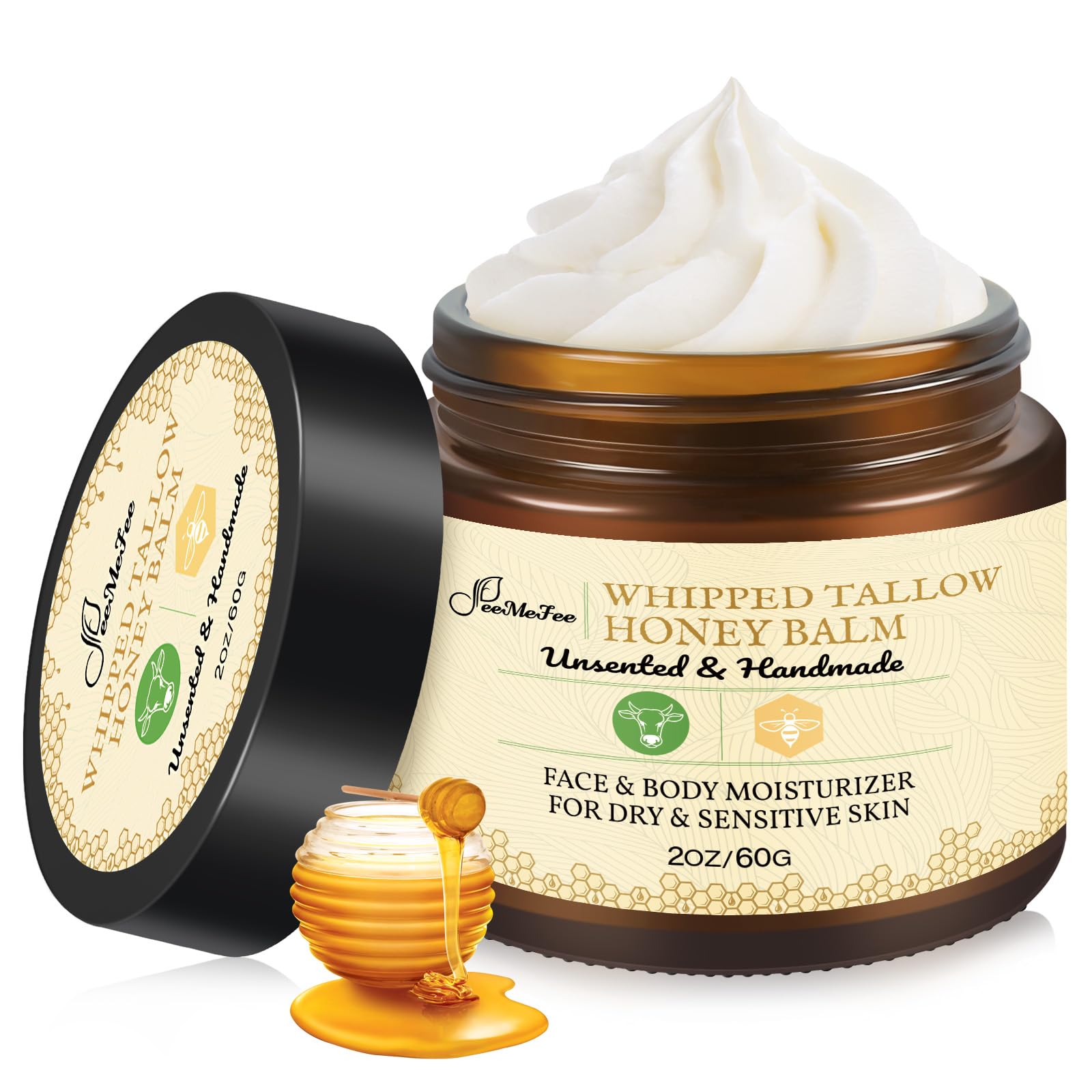 Beef Tallow for Skin 2oz | Tallow And Manuka Honey Balm | - Product Imagery