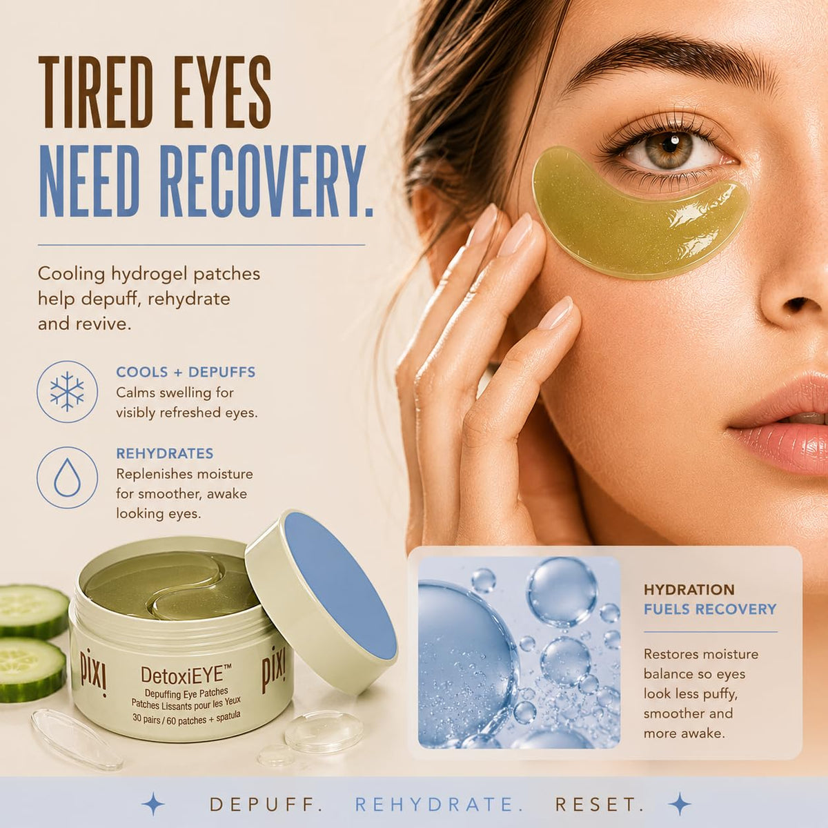 Pixi DetoxifEYE Depuffing Hydrogel Eye Patches with Cucumber - Pixi Official Imagery - 7