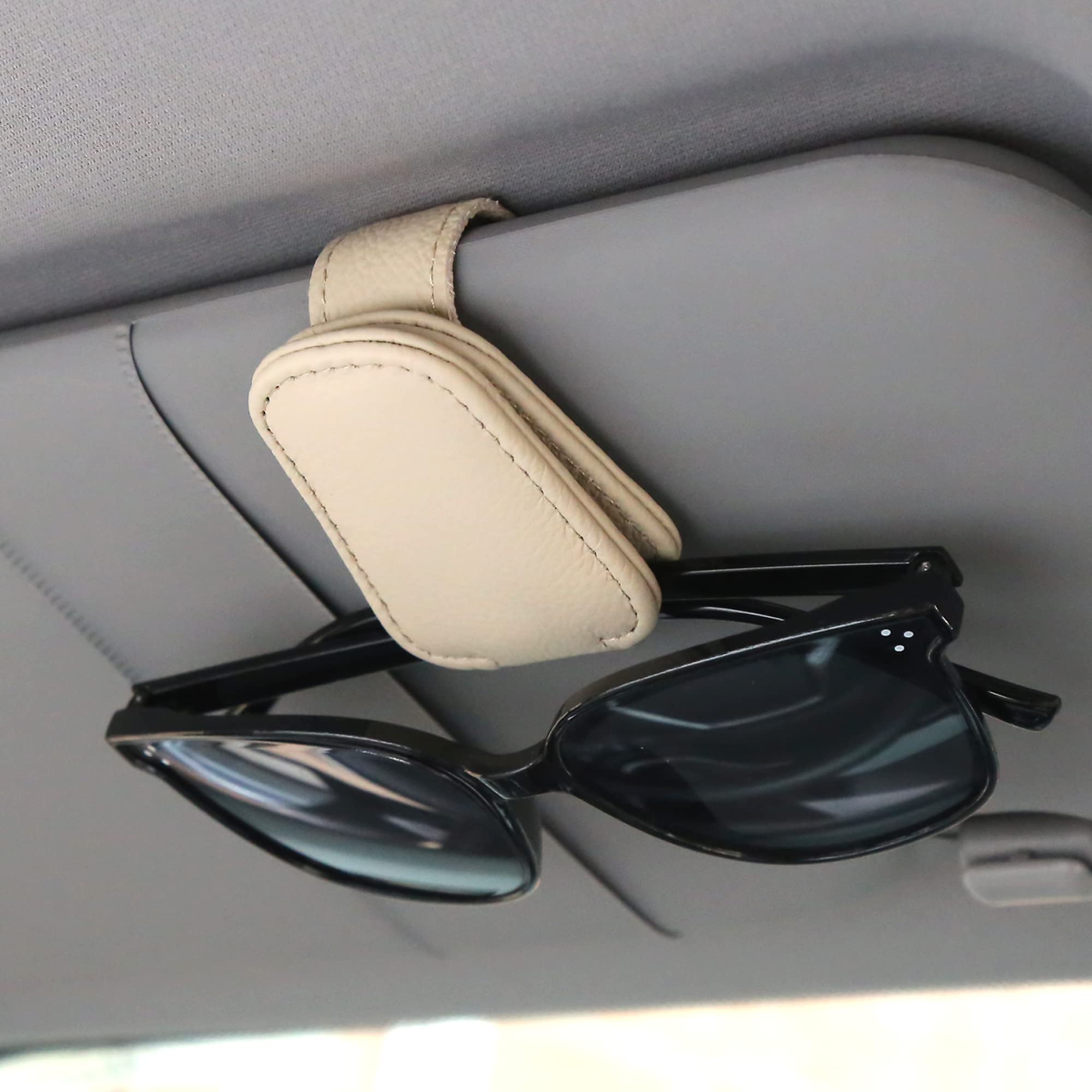 KIWEN Sunglasses Holders for Car Visor, Magnetic Leather Glasses by KIWEN - Angle View 10